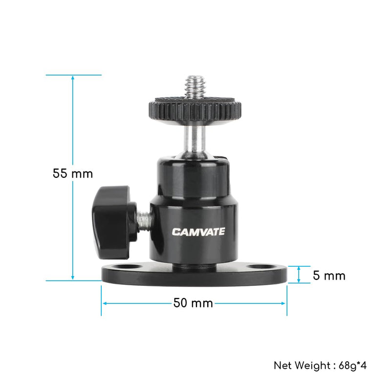 CAMVATE 1/4"-20 Mini Ball Head with Ceiling Mount for CCTV & Video Wall Monitors Mount(4 Pieces)-24005