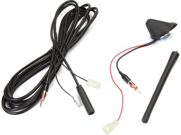 Metra 44-UA46 Amplified Electronic Roof Mount Antenna | Boosts weak station reception, universal fit replacement mast, chrome finish base, wired signal booster for clearer sound Standard Packaging