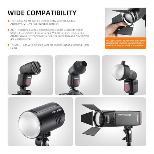 Godox AK-R1 Magnetic Round Head Flash Accessory Kit for V1pro/V100 AD100Pro