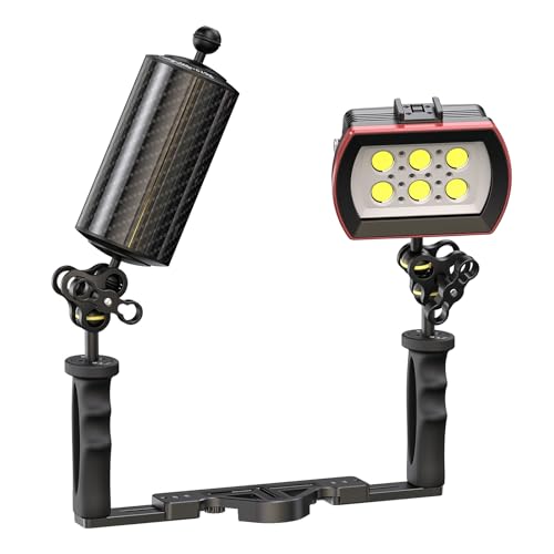 Carbon Fiber Underwater Float Arm with Dual Ball Mounts for Photography and Video, Compatible with Diving Trays, Video Lights, Strobes (Black, 80mm8') 80mm8' black
