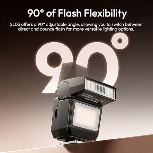 Ulanzi SL03 Mini Flash Speedlite - GN8 Powerful 6500k On-Camera Flash Light, 4 Power Levels, Compatible with Sony ZV-1/ZV-E10/Canon/Nikon/Fuji/Panasonic/Leica/Olympus, Not Fits Sony ZV-1F Black