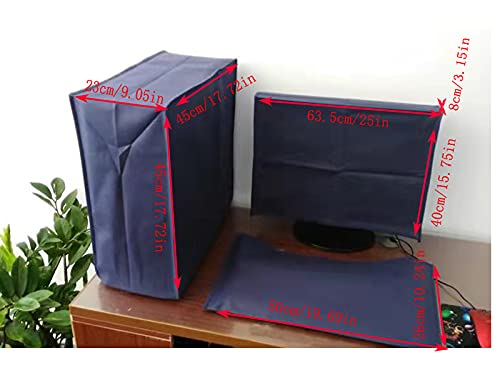 3 Pieces Computer Dust Cover Monitor + Keyboard+ Computer Host Pc Dust Proof Computer Covers Case Computer Dust Cover for Desktop Pc CPU Tower Protector (27'' Monitor Set Blue) 27'' Monitor Set Blue