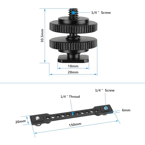 CAMVATE Bar Arm with Dual 1/4"-20 Camera Screw Mount & Shoe Adapter - 3483