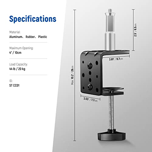 NEEWER Heavy Duty C Clamp with Mounting Column for Light Stand, ST-CCD1 1 Pack