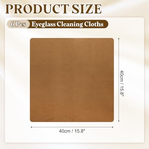 PATIKIL 6Pcs Soft Eyeglass Cloths, 15.8 x 15.8 Electronics Microfiber Cleaning Cloths Eyeglass Cleaning Fabric for Lens Wipes Glasses Cleaner Jewelry LCD Screens Cameras, Coffee