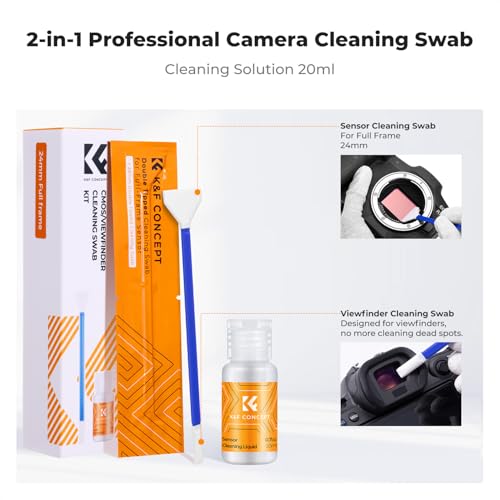 K&F CONCEPT 24mm Full Frame Sensor Cleaning Kits, with 20ml Sensor Cleaner