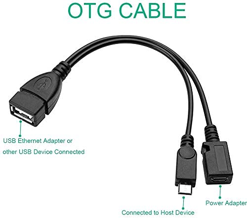 OTG Cable for TV Stick 4K/Max/Lite/Cube, Playstation Classic, SNES Mini, Micro USB Host OTG Adapter with Power (2-Pack) 2-Pack