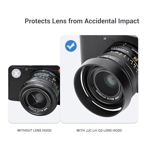 JJC Metal Lens Hood Shade & Lens Cap for Leica Q3 43/Q3/Q2/Q Cameras, Black