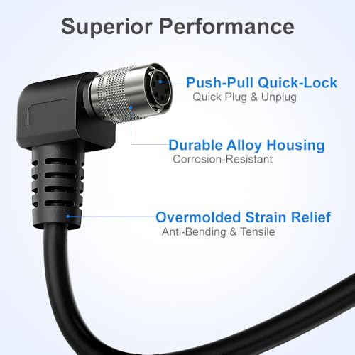Alvin's Cables HR10A-7P-6S Hirose 6 Pin Female to Open End Power I/O Cable for Sony CCD, Basler, Keyence, Cognex, Baumer, Hikvision Industrial Camera, High Flex Shielded C-Type 32.8ft/10m Right angle 6 Pin C-Type