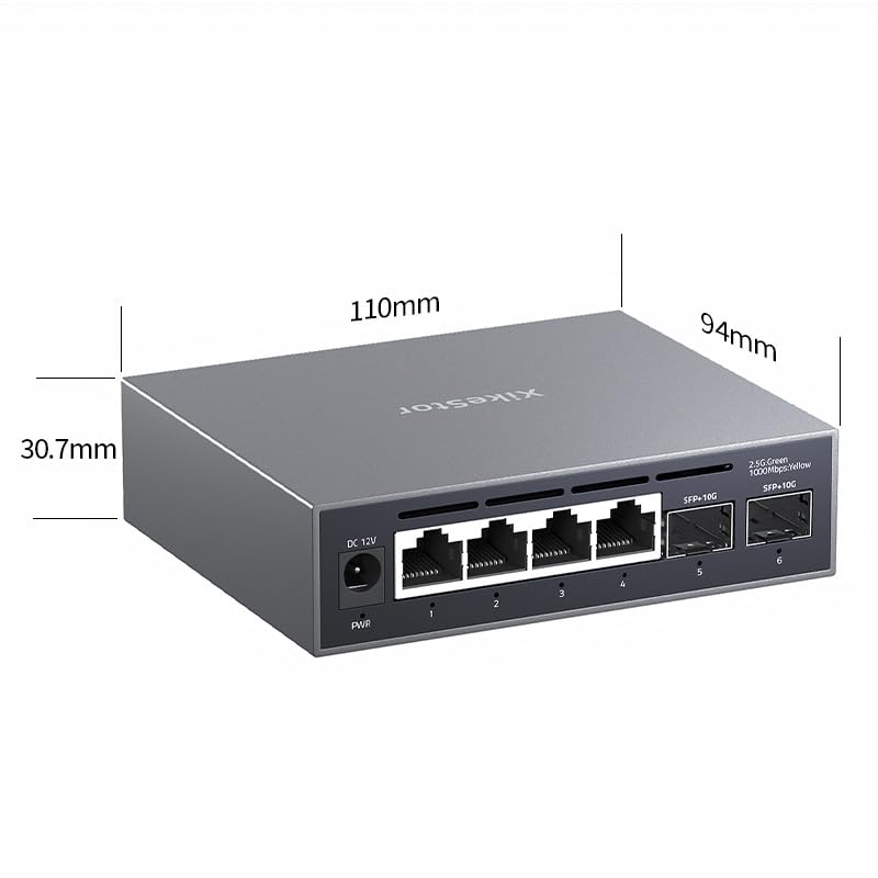 6-Port 2.5G Web Managed Ethernet Switch, VLAN/QoS/STP/IGMP/LACP Supported, Fanless Easy Smart 2.5Gb Network Switch, Aluminum Housing, Desktop/Wall-Mount Web管理 | 4×2.5G RJ45+2×10G SFP+