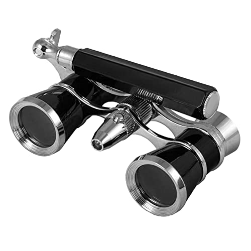Aroncent Opera Glasses Binoculars 3X25 Vintage Theater Glasses Mini Binocular Compact with Handle for Adults Ladies Women in Opera Musical Concert B-Black+Sliver with Handle