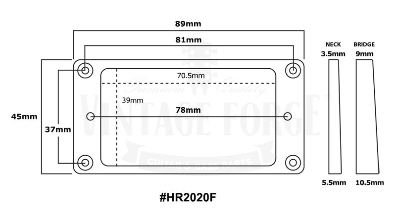 Black Flat Bottom Humbucker Pickup Mounting Ring Set (Bridge & Neck) compatible with Gibson Les Paul SG Guitars HR2020F-BLK Black
