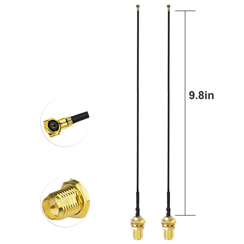 Eightwood 2.4GHz 5GHz Dual Band WiFi Antenna Kit for M.2 NGFF WiFi Card | Magnetic Base RP-SMA Male Antenna with 9.8in RP-SMA Female to M.2 WiFi Card Coax Cable