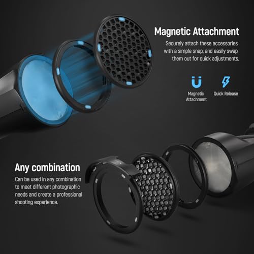 NEEWER CRM2 Magnetic Accessories Kit for Round Head Flash, Speedlite Light Shaper Modifier Diffuser Set Compatible with Godox V1 & V100, NEEWER Z3R-C/N/S, Z2-C/N/S/F, Z2Pro-C/N/S/F, Q120, Q200