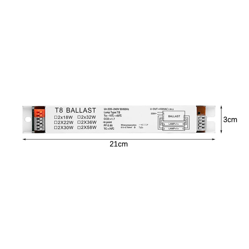 Sarini T8 220-240V AC 2 x 18W Wide Voltage Ballast for Fluorescent Lamps