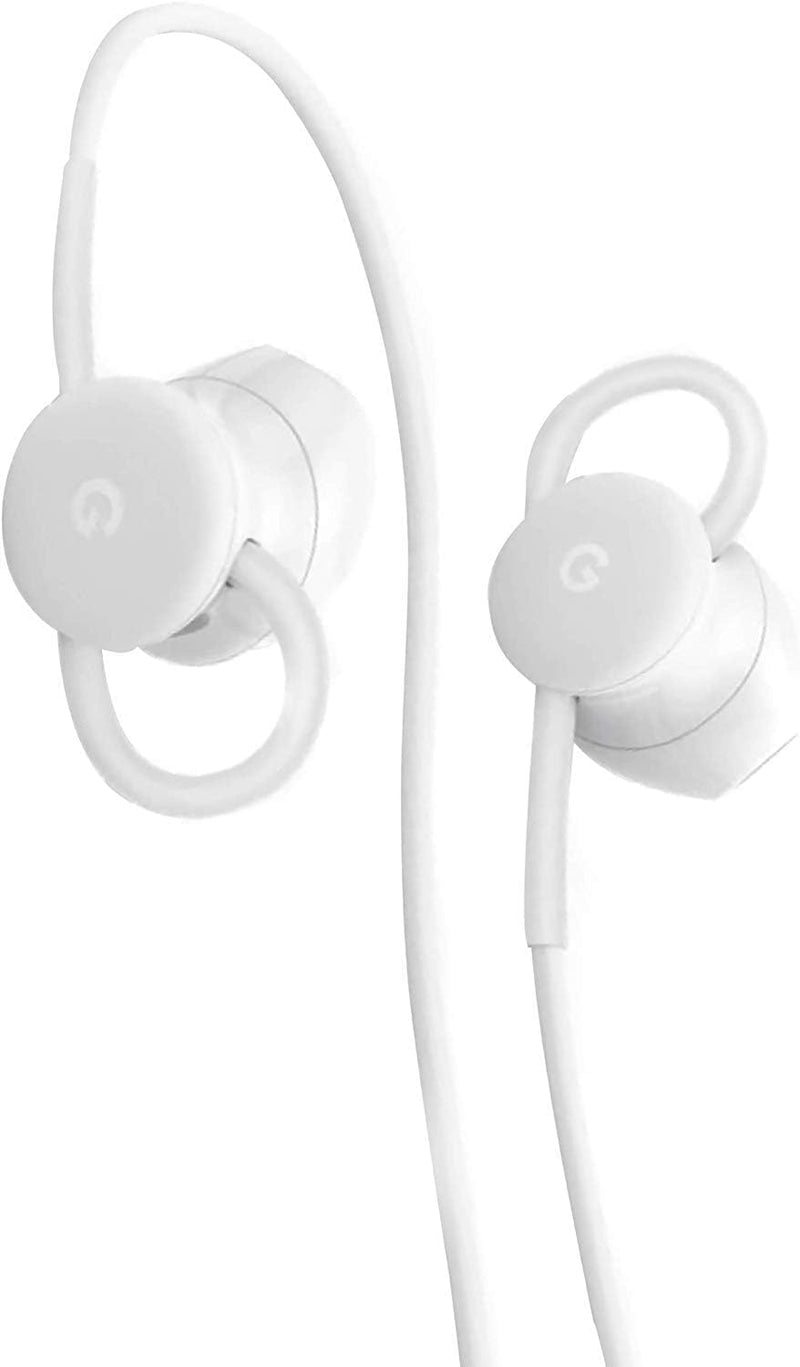 Google Earbuds Wired Headset USB-C, Comfortable Fit, Inline Controls, Compatible with Type-C Phones - White (Retail) RETAIL