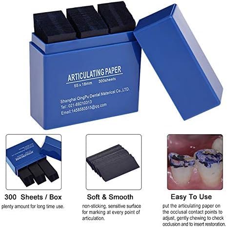 [AUSTRALIA] - 300 Sheets Dental Articulation Paper, Plastic Dispenser, Red and Blue, 100 Micron Double Sided 