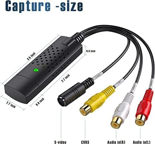 Video Capture Card, USB Video Capture Device,RCA to USB Audio Video Converter,VHS Mini DV VCR Hi8 DVD to Digital Converter for PC TV Tape Player Camcorder,Support PAL/NTSC,MAC Windows Vista Compatible Black-rca