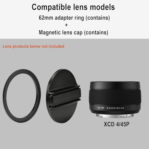 Magnetic Metal Lens Cap for Hasselblad X2DII/X2D/X1D/907 Camera XCD Series Lenses, 72mm/62mm/77mm Lens Cover Compatible XCD 3.5/90, XCD 2.5/55,XCD 2,5/55V，XCD 2,5/90V，XCD 2,5/38V，XCD 4/45P etc.