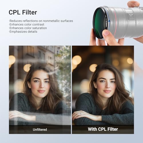 NEEWER 52mm Variable ND + CPL + UV Filter Kit (3 Pack), Multicoated Neutral Density (ND2-400) Circular Polarizer Camera Lens Polarizing Filter Photography Accessories Set with Carry Case & Lens Caps