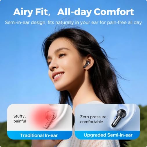 SoundPEATS Air6 HS LDAC Hi-Res Wireless Earbuds, Bluetooth 6.0, 13mm Driver | LDAC Hi-Res Audio Certified, 13mm Triple-Magnet Driver, 2MIC ENC, IPX5 Waterproof, Dynamic EQ, 45H, Bio-Composite Diaphragm Black