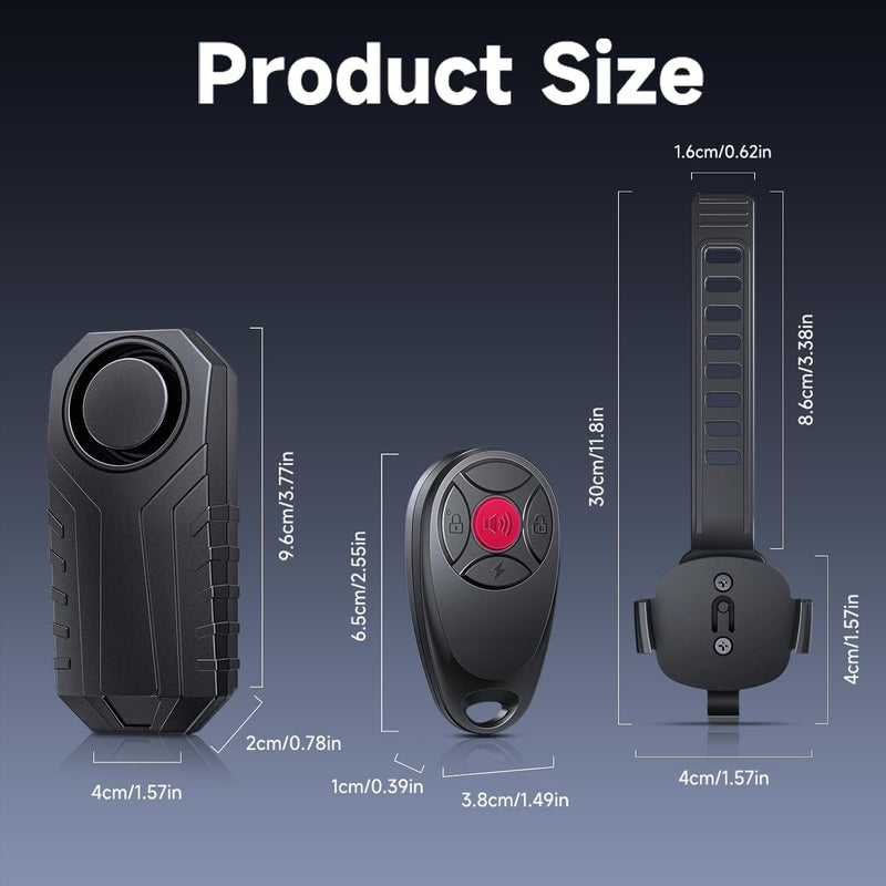 [AUSTRALIA] - 110dB Loud Anti Theft Vibration Sensor Alarm Systems for Electric Bike Motorcycle Golf Car Trailer Mailbox Garage Door Waterproof Home Security Bike Accessories Bike Alarm with Remote 