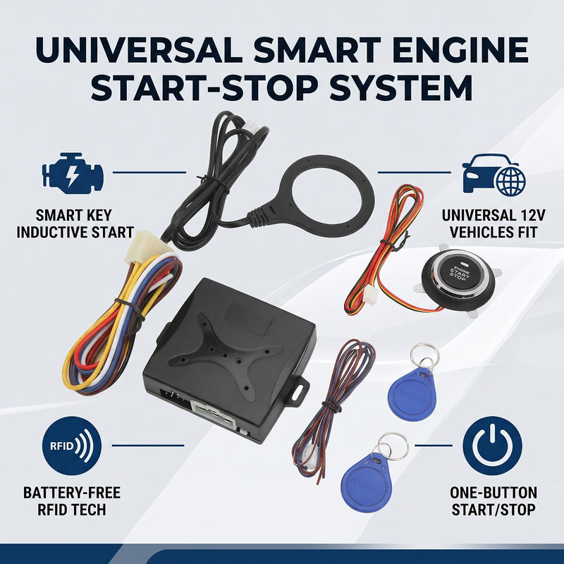 EASYGUARD ES002-P2 Engine Start Button Module with Remote Start Optional for Automatic car Can Work with Original or aftermarket Key fobs DC12V