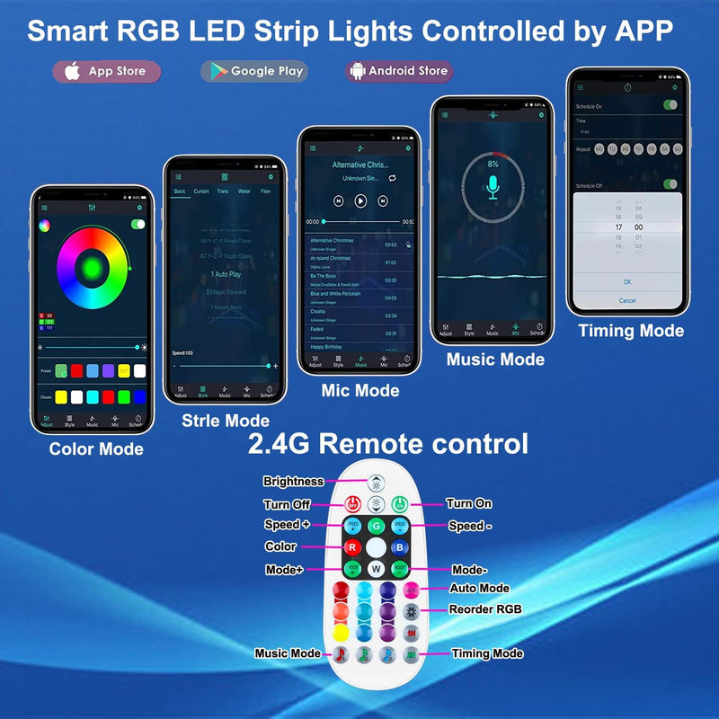 Dreamcolor Chasing Smart WiFi LED Strip Lights 32.8ft RGBIC Work with Alexa Google Home,Waterproof Wireless App Music Sync Rainbow Lights, 300LEDs 5050 Color Changing Neon Tape Lights for Bedroom Home 32.8ft WIFI