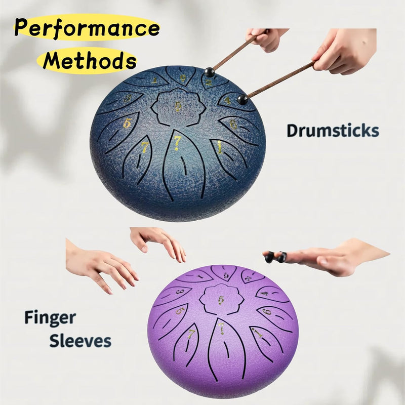 [AUSTRALIA] - Rain Drum for Outside Garden, Steel Tongue Drum - 6 Inch 11 Notes Metal HandPan Drums,Waterproof Rain Chime,Musical Gifts 6''-11note Purple 