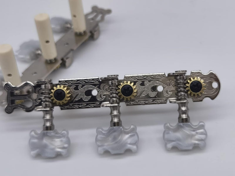 Musiclily Pro 3+3 Lyra Style Classical Guitar Machine Heads Tuning Pegs Keys Tuners Set Butterfly Button Nickel