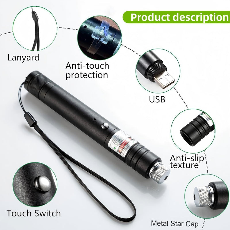 [AUSTRALIA] - Long Range 20000 Feet Visible Green Beam Laser Pointer Flashlight, Rechargeable Flashlight Laser Pointer High Power for Camping Hunting 
