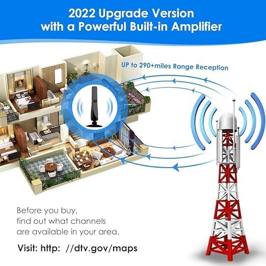 Wave max Tv Antenna 2024, Wave max Tv Antenna Signal Booster, Coverage Up to 500 Miles, Supports 4k Indoor Full Hd Smart Tv.