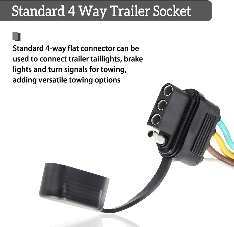 PSEQT 3-to-2-Wire Splice-in Trailer Tail Light Converter with 4-Pin Flat Plug Wiring Harness Waterproof for Tail Side Clearance Brake Stop Turn Signal Lights, Used in Trailer Truck Van RV ATV, 1Pcs