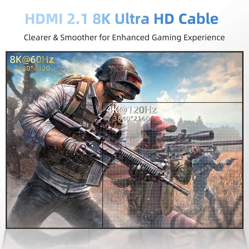 HDMI Cable 8K HDMI 2.1, 6ft, Certified 48Gbps, 8K@60Hz 18Gbps 4K@120Hz Ultra High-Speed Gaming HDMI Cable, 8K/4K Cable, 3 Pack, UL-Listed 6 Feet
