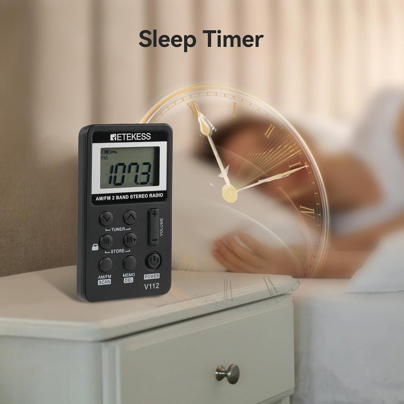 Portable AM/FM Pocket Radio with Digital Tuning LCD Display, SWDSTP Rechargeable Mini Radio with Stereo Earphone and Removable Belt Clip for Walking, Jogging
