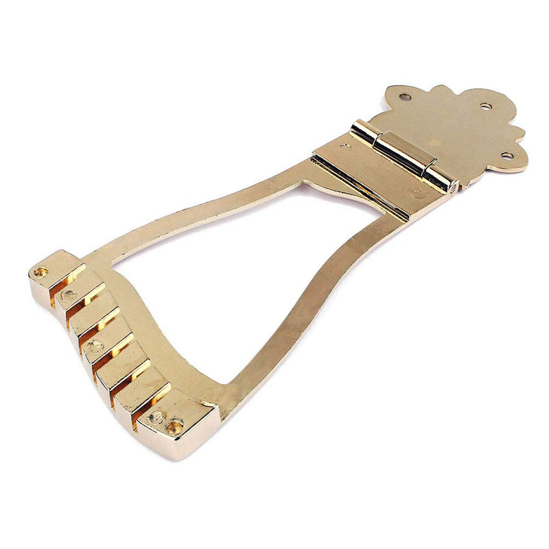 Healifty 6 String Guitar Trapeze Tailpiece Bridge for Jazz Archtop Guitar Replacement (Gold)