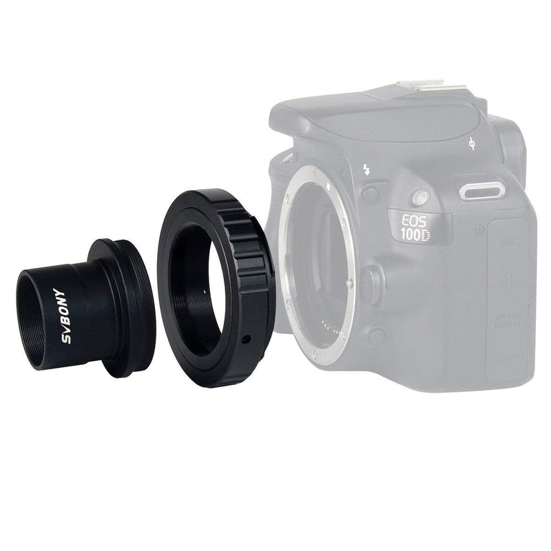 SVBONY T2 T Ring Adapter and T Adapter, 1.25 inches Metal Telescope Camera Adapter for Canon EOS Standard EF Lenses and Telescope Camera Astrophotography Accessories