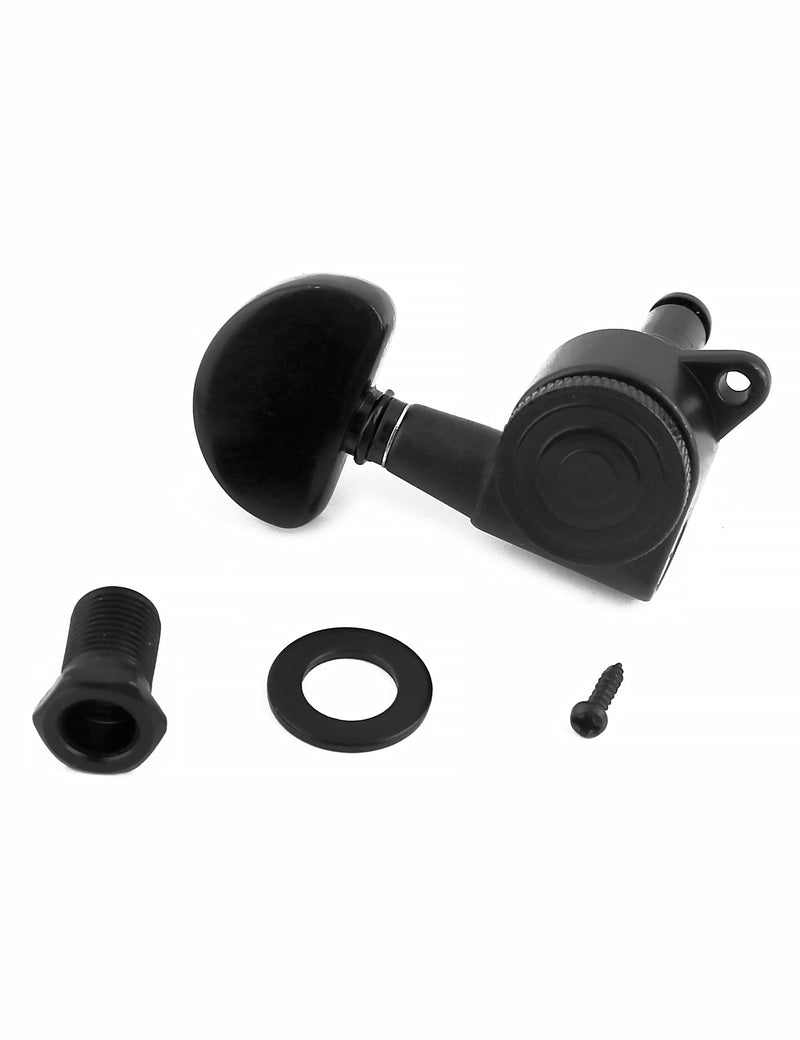 Locking Guitar String Tuning Pegs Sealed Machine Heads Tuners Tuning Keys 6 In Line for Right Handed Electric Guitar or Acoustic Guitar Half Round Head Black.
