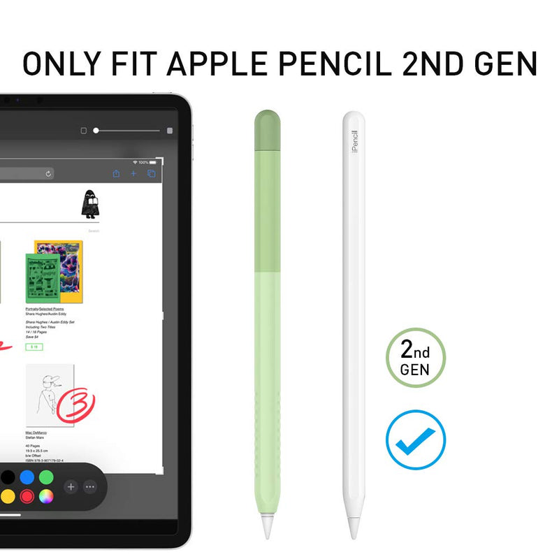 Delidigi Pencil Case Compatible with Apple Pencil 2nd Generation Case, Gradient Color Case Sleeve Silicone Cover Accessories for Apple Pencil 2nd Gen Green