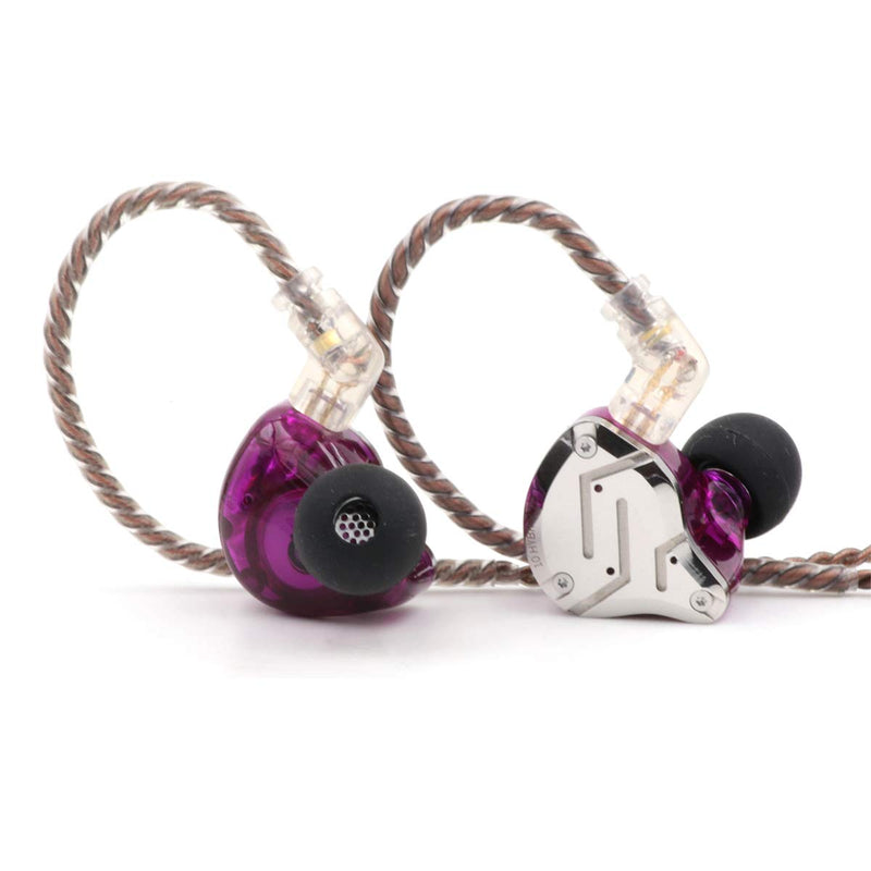 Linsoul KZ ZS10 Pro in Ear Earphones(Without Mic, Purple) +Tripowin Zonie 16 Core Cable(Recessed 2pin, 3.5mm, Grey)