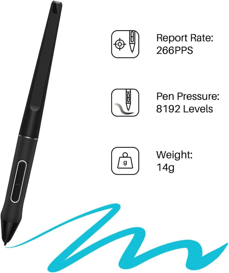 Stylus Digital Pen with 10 Nibs for Huion Kamvas 13, 22 Plus and 24 Drawing Monitors - Battery-Free, 8192 Pressure Sensitivity