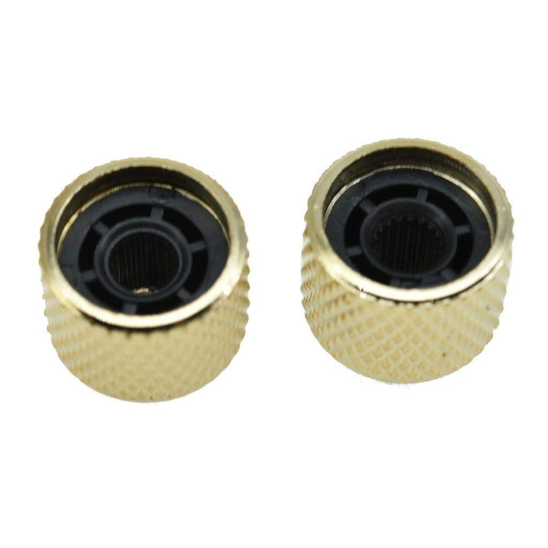 KAISH Gold Large Size 2pcs Push on Fit Abalone Top Dome Knobs Abalone Inserts Import Style Guitar Bass Knobs for Precision P Bass or Tele Guitars