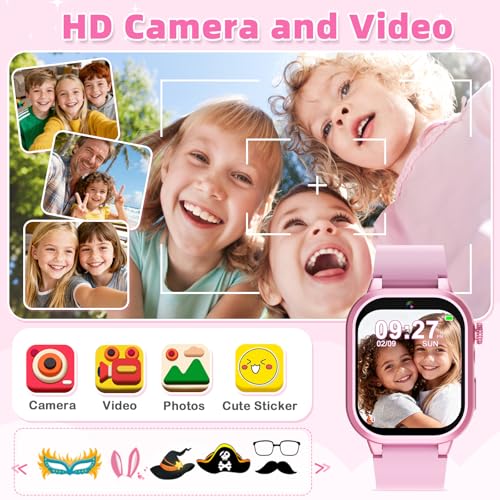 Kids Smart Watch Girls Gift for Girl Aged 5-12, 40 Games HD Touchscreen Kids Watch with Video Camera Music Pedometer Audiostory Learn Card Toys Birthday Gifts for Girls Ages 5 6 7 8 9 10