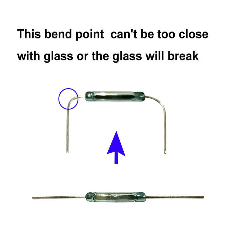 20pcs Glass Reed Switch Reed Contact Normally Open (N/O) Magnetic Induction Switch (2mm×14mm) with 20pcs Multi-Use Magnetic Sheet Transparent-E383