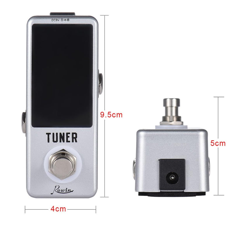 Rowin High Precision Guitar Chromatic Tuner Pedal Ture Bypass Silver
