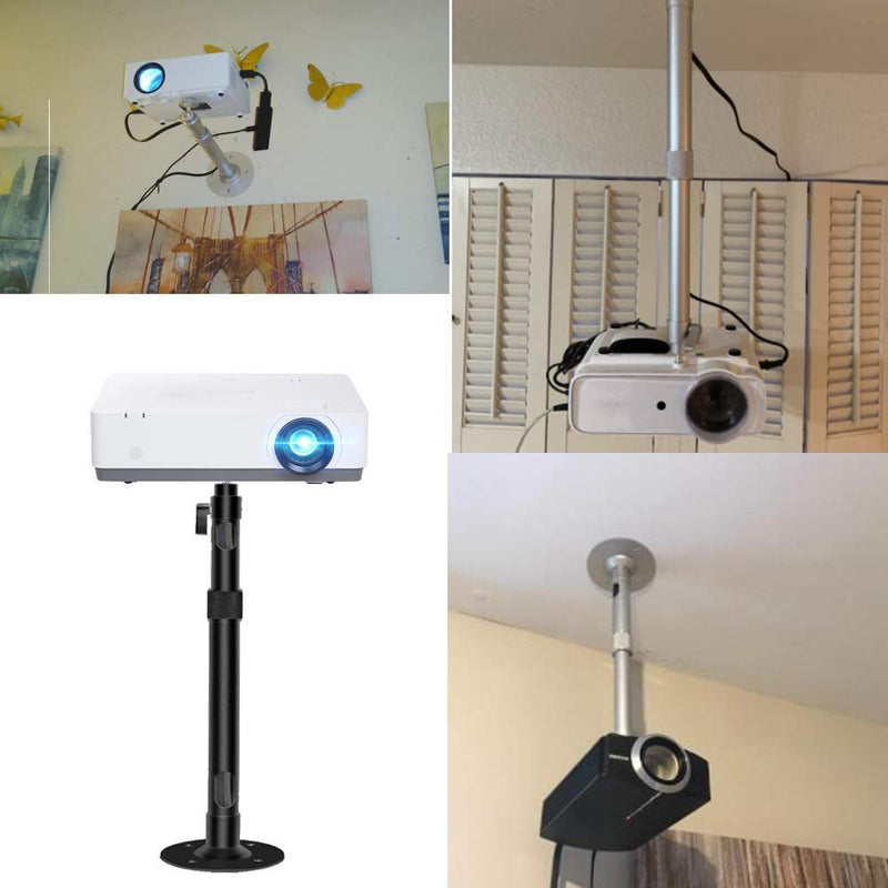 Upgraded Longer Projector Mount, Universal Extending Projector Ceiling Mount with Height Extendable Length 15-22 in / 37-56 cm Adjustable 360°Angle Rotatable Drop Ceiling Projector Mount Black Medium