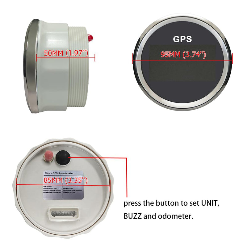 3 3/8" Diameter Auto Digital GPS Speedometer 0-999 MPH KM/H Knots Odometer Adjustable with 7 Backlights 12VDC 24V for Motorbike Boat Truck Racing Car (Black&Silver) Black&Silver