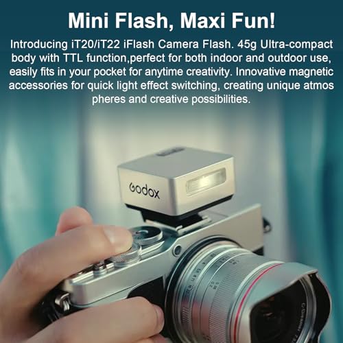 GODOX iT20 C/N/S/F/O iFlash TTL Camera Flash Light, 700+ Flashes & 1.5 s Recycling, 6 Stops (1/32 to 1/1 Power), Built in Battery with Magnetic Diffuser & Filter (Black, for Canon) Black