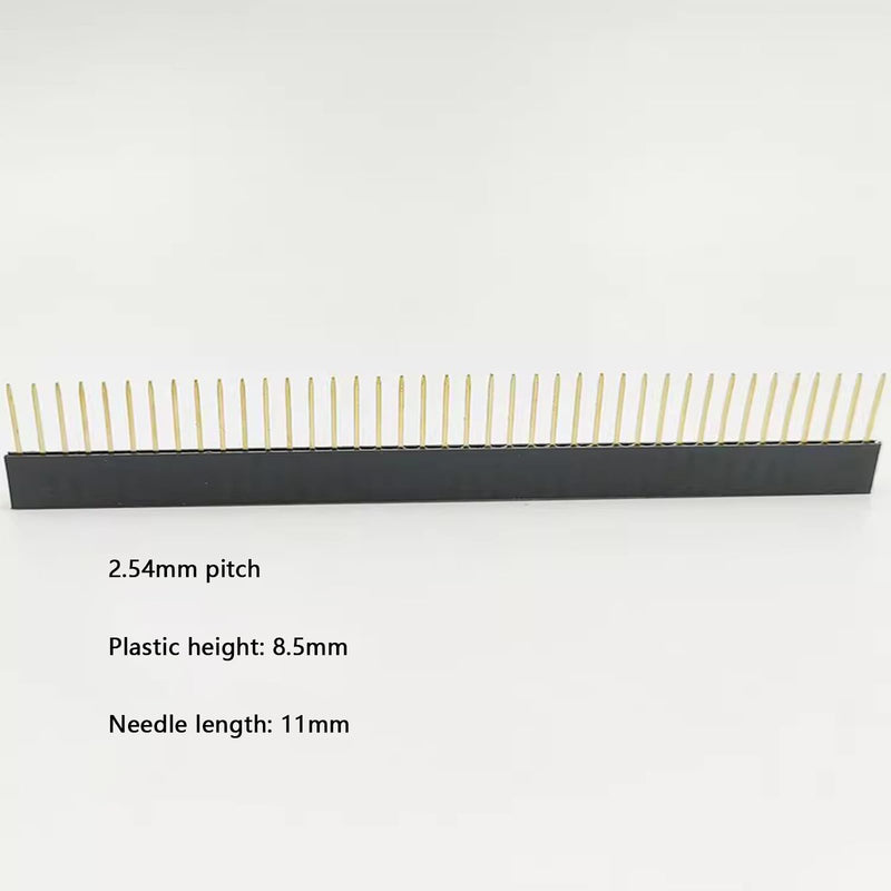 Pack of 10 1 x 40 pin PCB female connector, 2.54 mm single row socket plug, single row needle length 11 mm, plastic length 8.5 mm, 40-pin plug, suitable for DIY enthusiasts