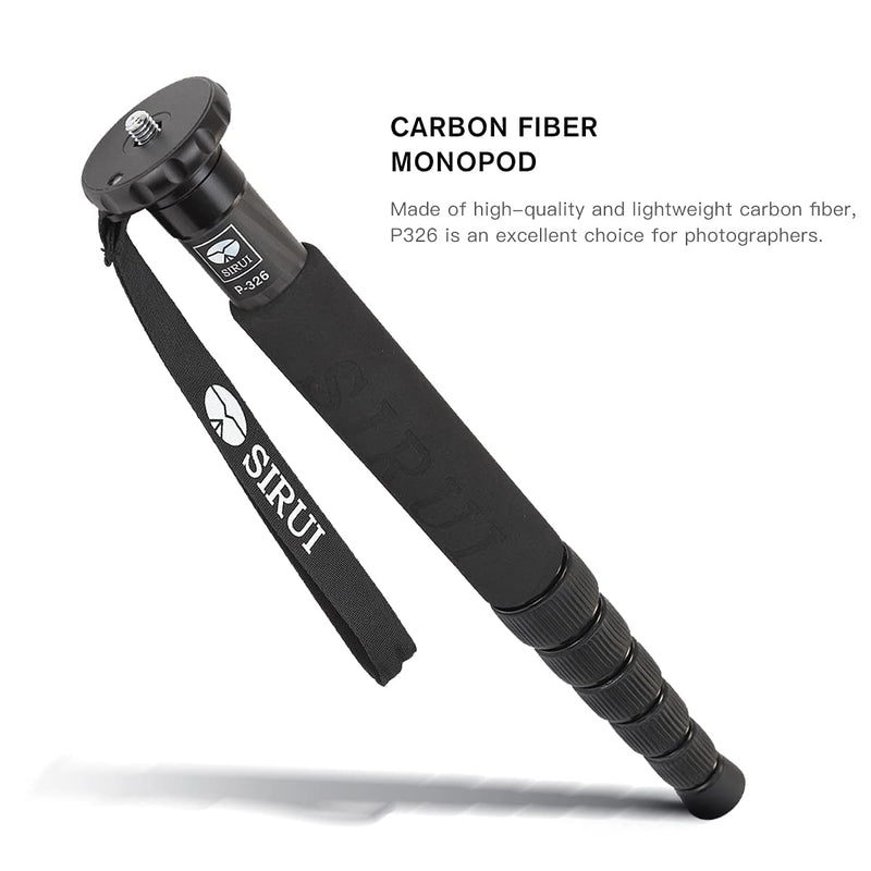 SIRUI Camera Monopod P-326 6 Section Carbon Fiber Compact Lightweight Travel Monopod